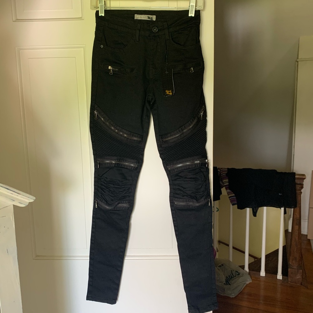 Black Skinny Biker Jeans